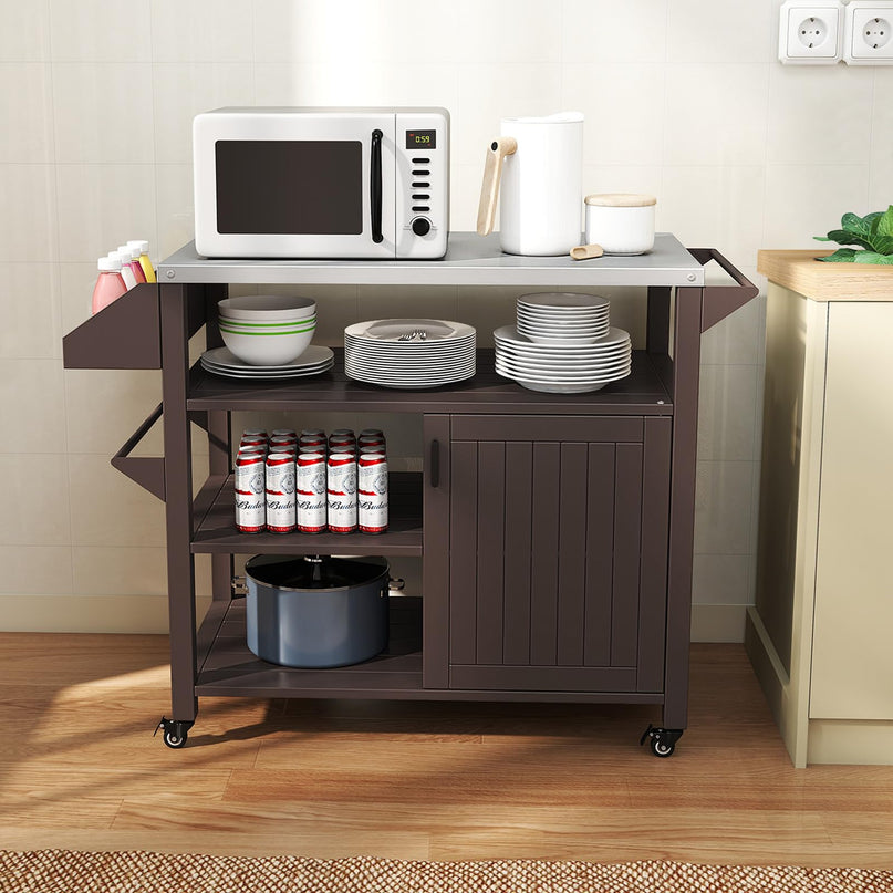 Giantex Outdoor Grill Cart with Storage Cabinet & Shelves