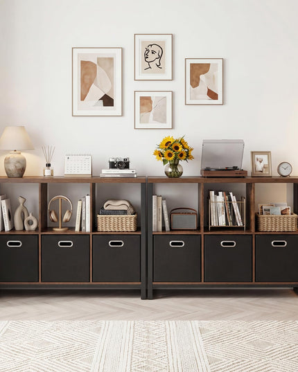 GIANTEX 6 Cube Storage Organizer with 3 Storage Bins 2-Tier Bookcase