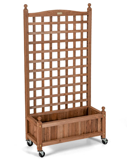 Giantex Mobile Plant Raised Bed with Lattice Trellis and Wheels