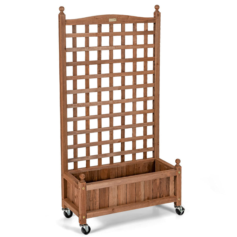Giantex Mobile Plant Raised Bed with Lattice Trellis and Wheels