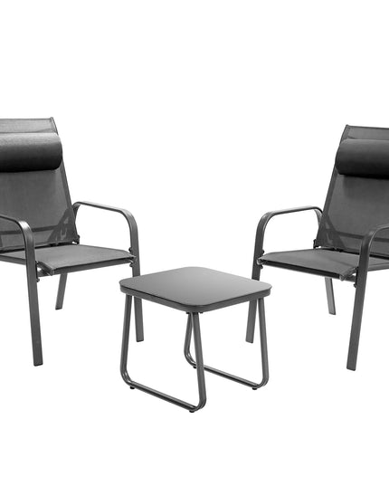 Giantex Stackable Patio Chairs with Adjustable Backrest Headrest, 3 Pieces