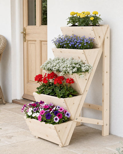 Giantex 5-Tier Wooden Freestanding Vertical Raised Garden Bed (1/2)