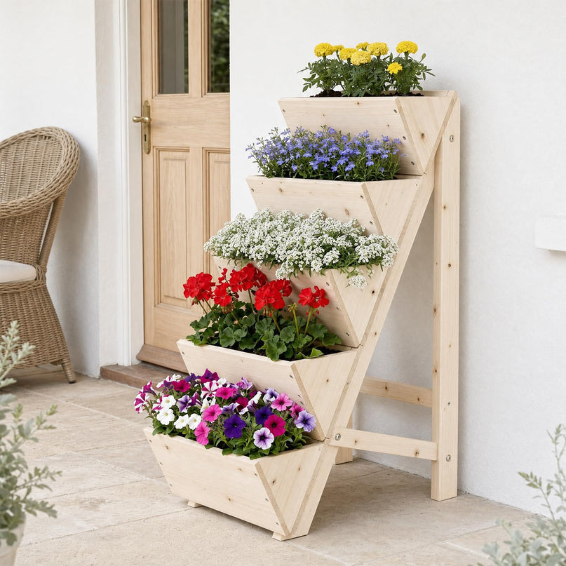 Giantex 5-Tier Wooden Freestanding Vertical Raised Garden Bed (1/2)