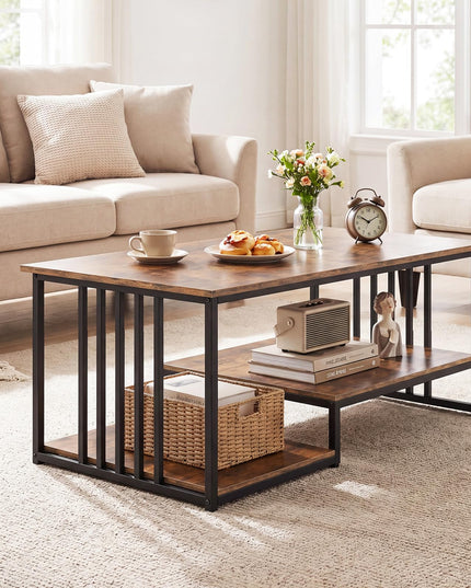 Giantex 43.5" Rectangle 2-Tier Farmhouse Coffee Table with Storage