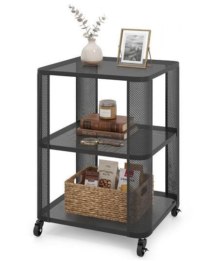Giantex 3-Tier Rolling Side Table w/Open Storage Shelves (1/2)
