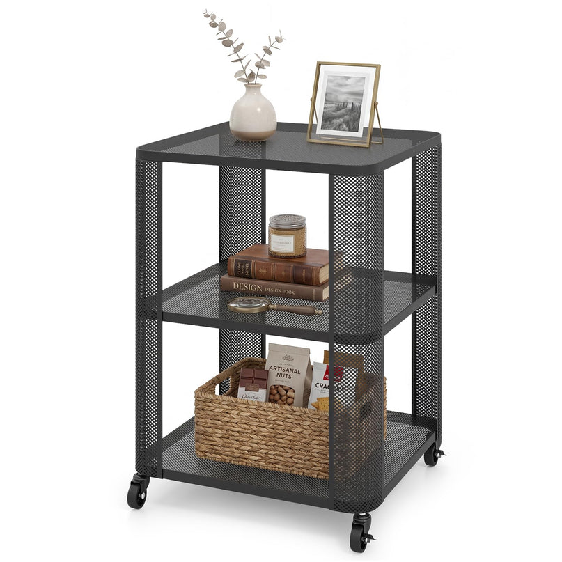 Giantex 3-Tier Rolling Side Table w/Open Storage Shelves (1/2)