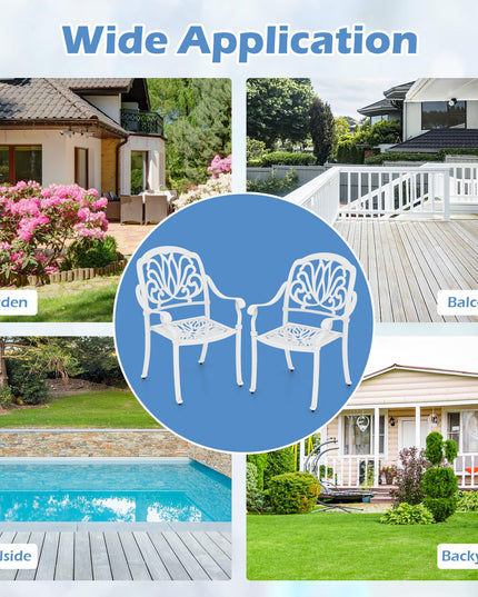 Giantex Patio Chairs, Stackable Cast Aluminum Outdoor Chairs for Lawn Porch Garden Yard