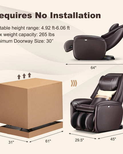 Giantex Full Body Massage Chair - Zero Gravity SL Track Electric Recliner with Reversible Footrest