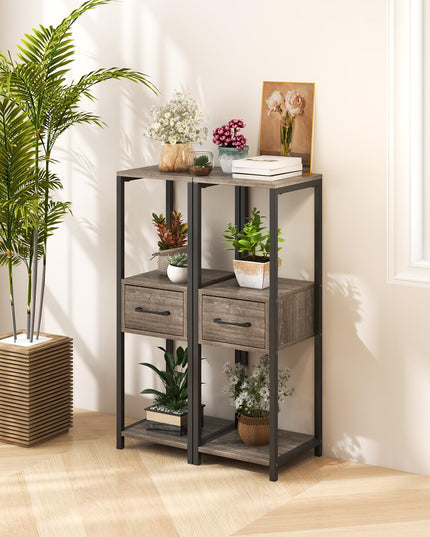 Giantex 3 Tier Tall Plant Stand Indoor, 36 Inch Corner Plant Holder with Drawer & Metal Frame