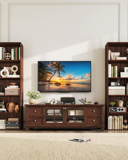 Giantex Tall Bookcase with 5 Open Compartments for Living Room