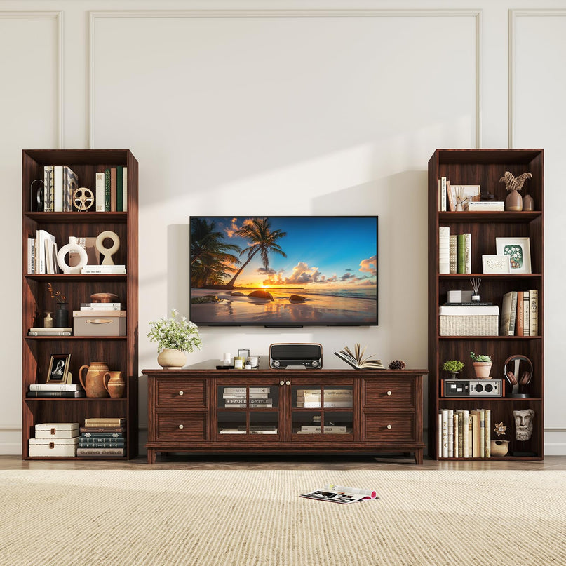 Giantex Tall Bookcase with 5 Open Compartments for Living Room