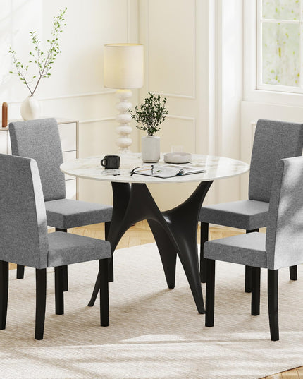 Giantex Upholstered Dining Chair Set of 2/4 with Rubber Wood Legs