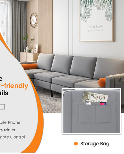 Giantex Sectional Sofa Couch, Convertible Sleeper with 2 or 1 USB Ports Socket