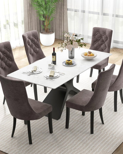 Giantex Tufted Dining Chairs, Upholstered Kitchen Chairs w/High Backrest, Rubber Wood Legs