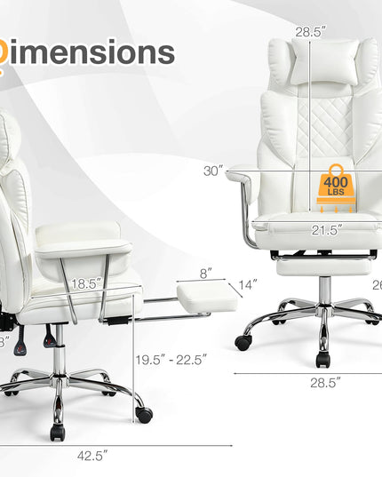 GIANTEX Big and Tall Office Chair with Footrest & Pocket Spring Seat