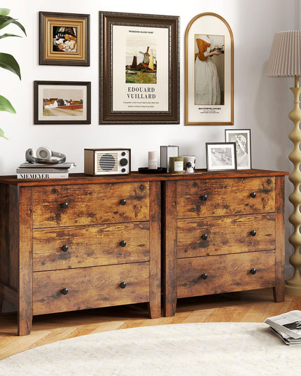 Giantex Small 3-Drawer Dresser for Bedroom - 28.5” x 18” x 26” Wide Chest of Drawers, Modern Large Nightstand