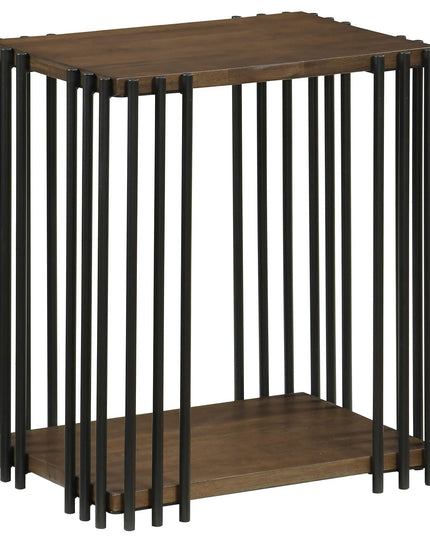 Giantex Table d'appoint en bois à 2 niveaux, lot de 1/2 avec étagères de rangement ouvertes et cadre en métal unique