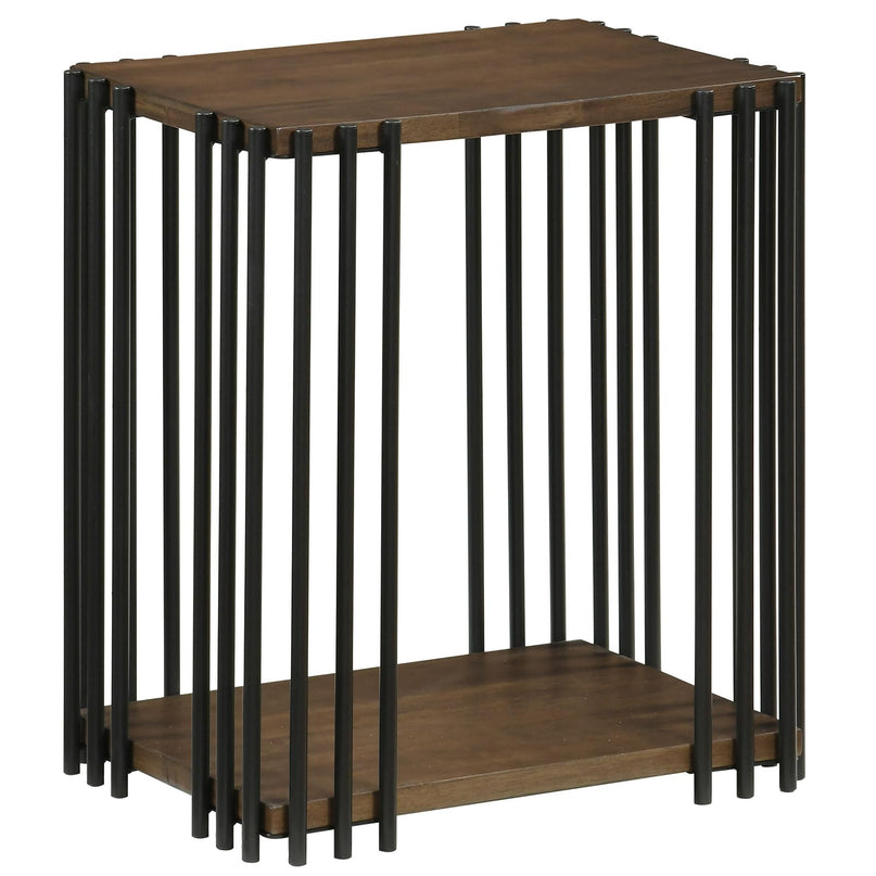 Giantex Table d'appoint en bois à 2 niveaux, lot de 1/2 avec étagères de rangement ouvertes et cadre en métal unique