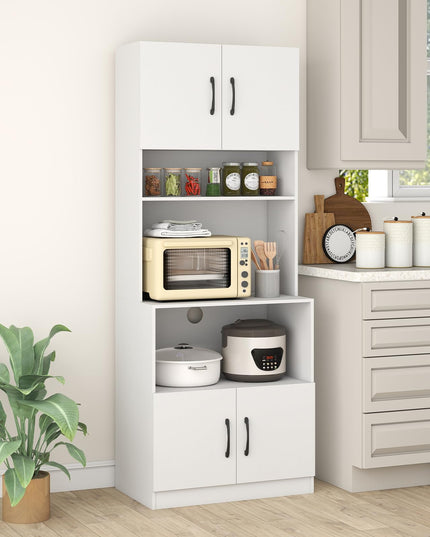 Giantex 66" Tall Farmhouse Kitchen Pantry Cabinet with Charging Station