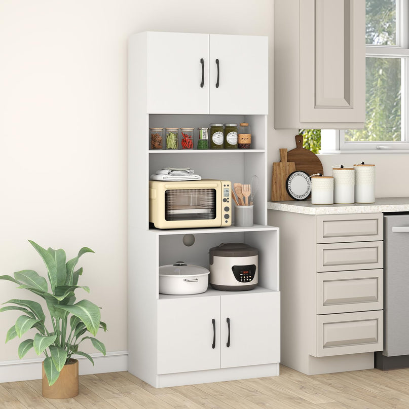 Meuble de rangement de cuisine de style campagnard Giantex de 168 cm avec station de recharge
