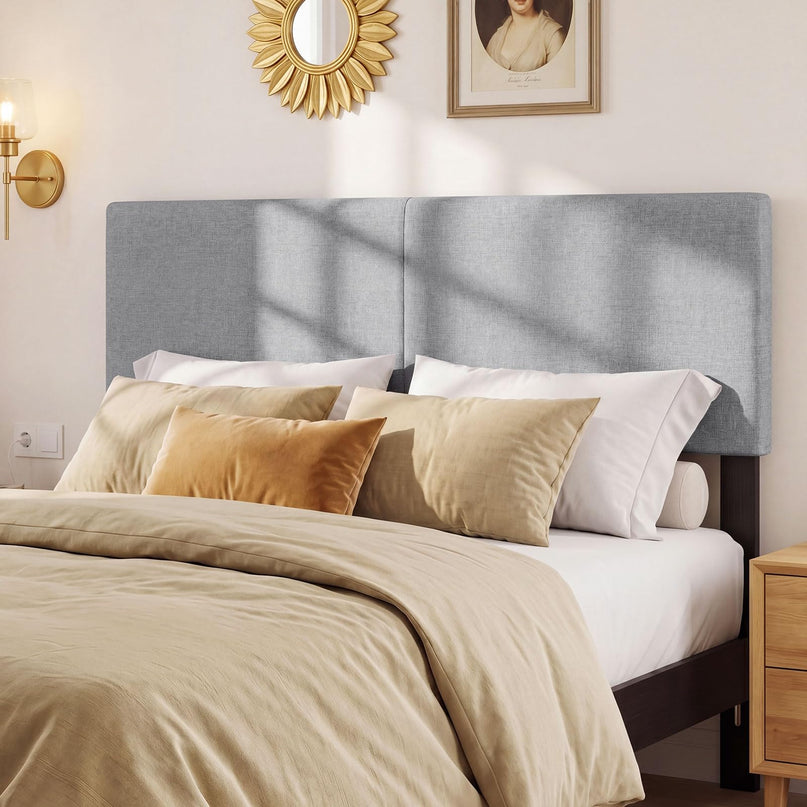 Giantex Linen Upholstered Headboard Queen/Full Size Vertical Quilted Fabric Head Board