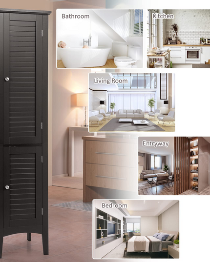 Storage Cabinet Bathroom High Cabinet with 5 Tier Shelves