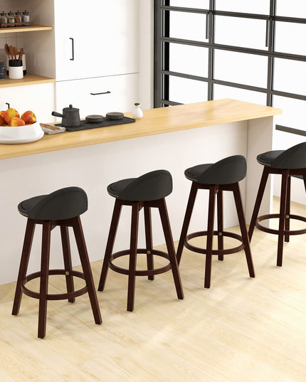 Giantex Swivel Bar Stools, 34.5 in Counter Height Stools with PVC Leather Cover, Rubber Wood Legs