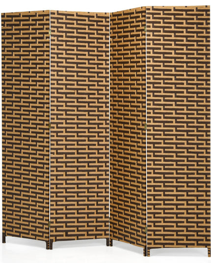 Giantex 6 Ft 4 Panel Handmade Rattan Room Divider Wood Folding Screen