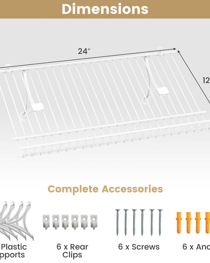 Giantex Wall Mounted Shoe Rack Set of 2 24" Metal Wire Storage Shelf