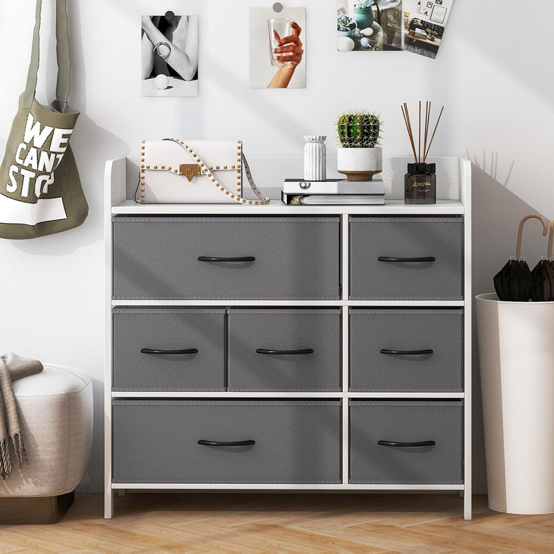 Giantex Storage Cabinet with 7 Drawers & Open Shelf, Chest of Drawers, Console Table