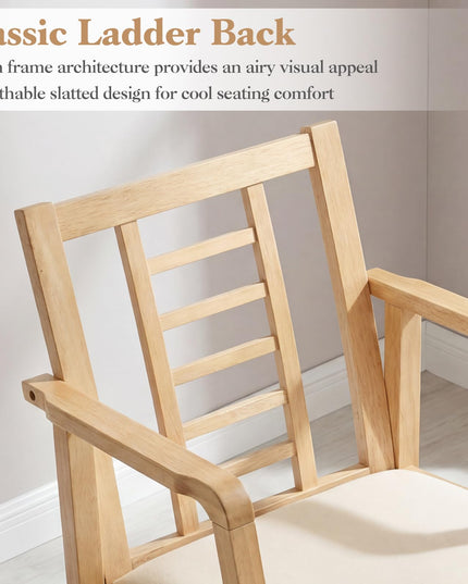Giantex Solid Rubber Wooden Rocking Chair with Fabric Upholstered Seat (1/2)