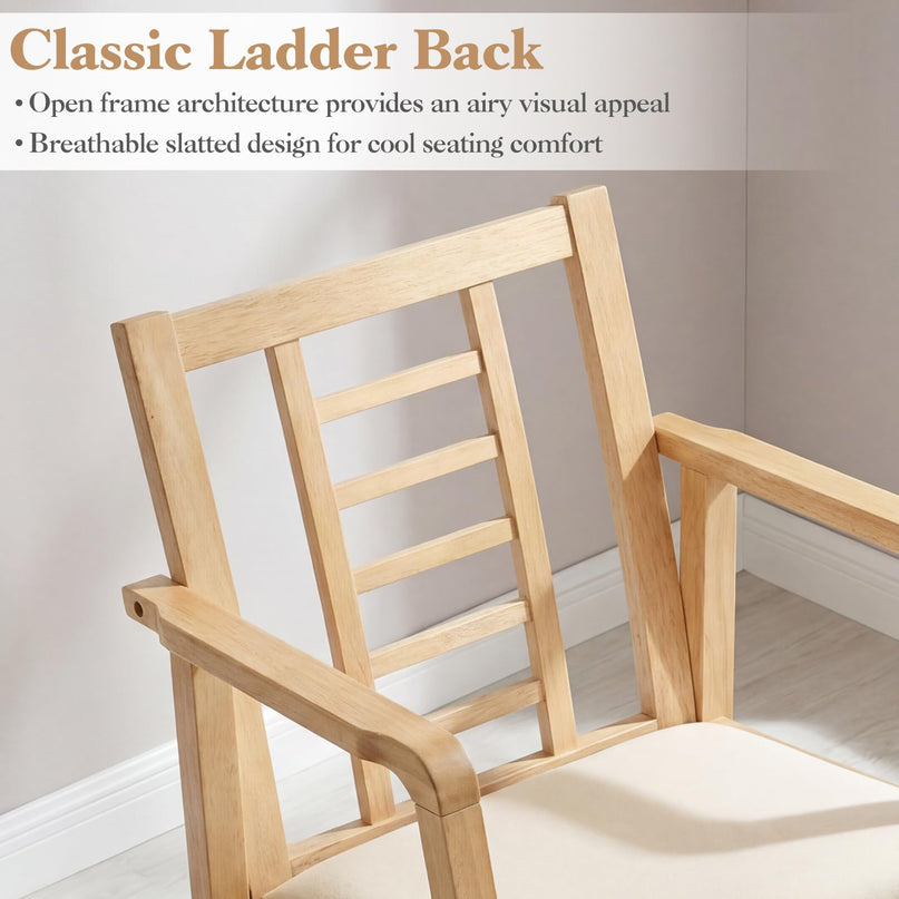 Giantex Solid Rubber Wooden Rocking Chair with Fabric Upholstered Seat (1/2)