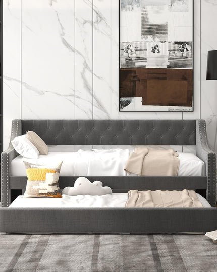 Giantex Upholstered Twin Daybed with Trundle