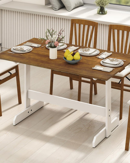 Table à manger Giantex 55 pouces avec pieds en bois d'hévéa en forme de H