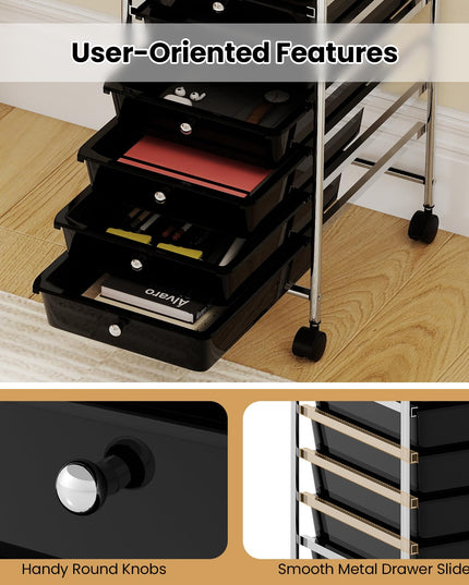 Giantex Rolling Storage Cart with 10 Drawers Utility Cart with Tabletop