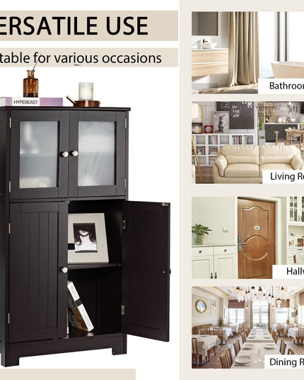 Giantex Storage Cabinet with Doors - Bathroom Floor Cabinet, Freestanding Tall Cabinet