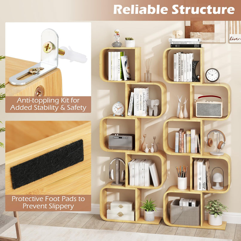 Giantex 5-Tier S-Shaped Bookcase