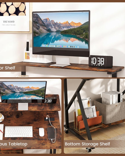 Petit bureau roulant Giantex avec rangement Bureau d'ordinateur compact