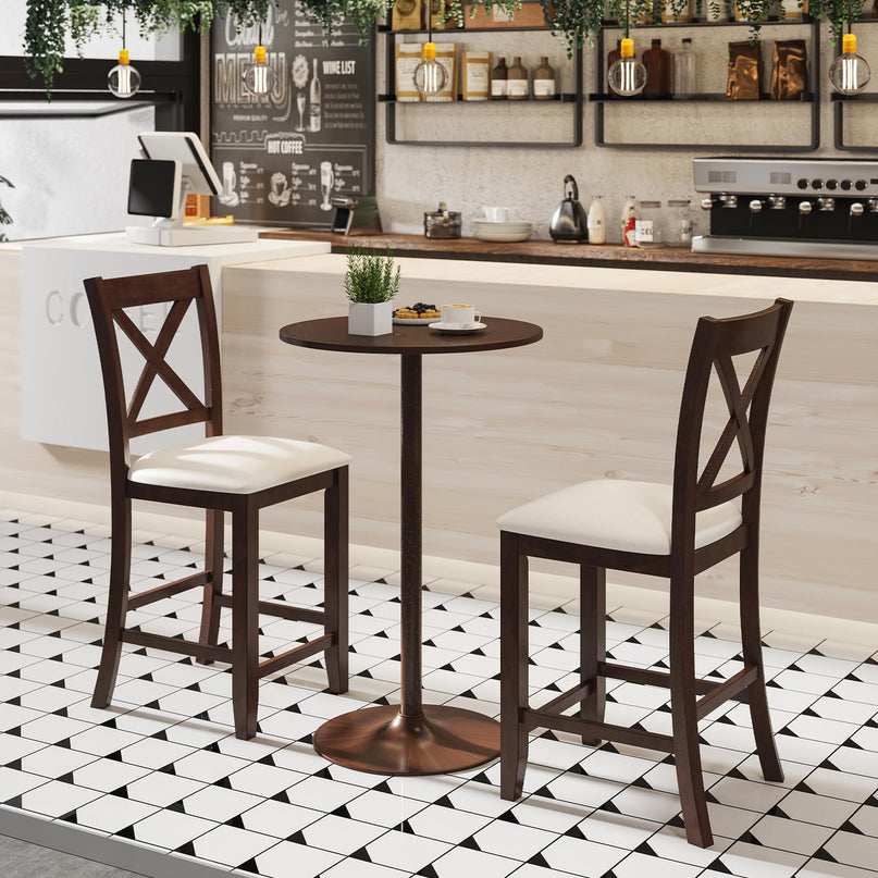 Giantex Farmhouse Counter Height Bar Stools with Footrest