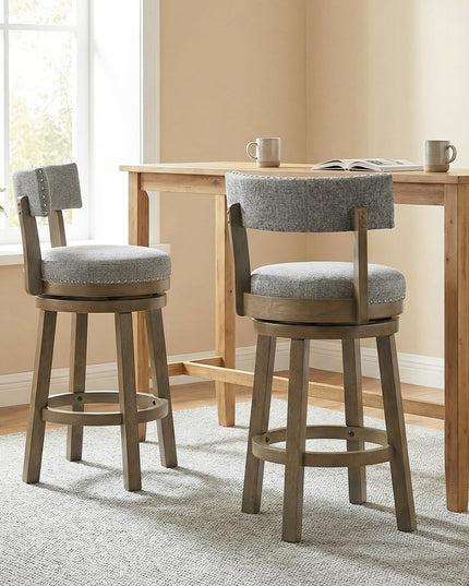 Giantex 27" Counter Height Stool with Linen Fabric Upholstered Seat & Back