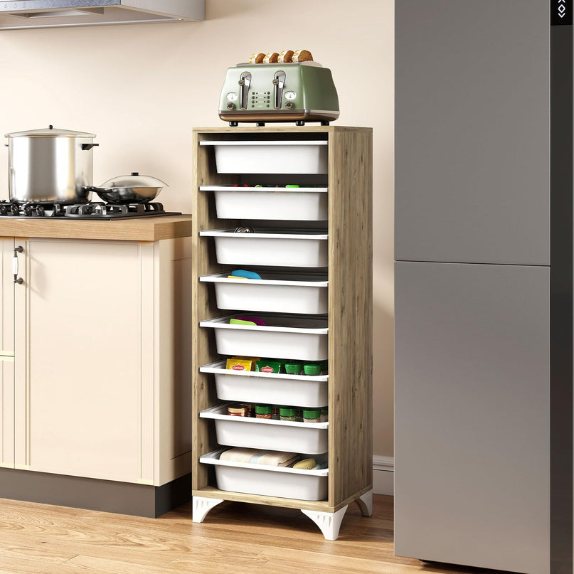 Giantex Sideboard Buffet Cabinet with 8 Plastic Storage Drawer