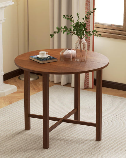 Giantex 35.5” Round Dining Table, Folding Kitchen Table for Small Spaces