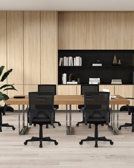 Chaise de bureau Giantex avec support lombaire, chaise de bureau ergonomique en maille avec roulettes et accoudoirs