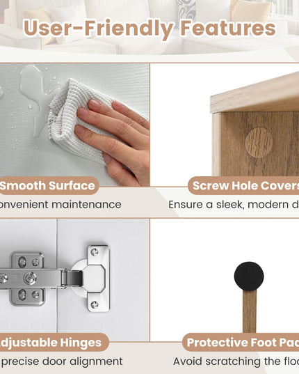 Meuble TV Giantex pour téléviseurs jusqu'à 80 pouces | Meuble de divertissement blanc avec rangements
