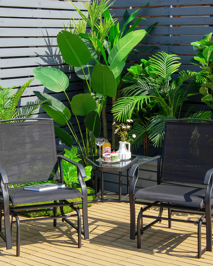 Chaises planeur d'extérieur Giantex avec table et trou pour parasol