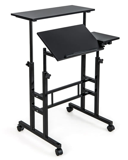 Giantex Mobile Stand up Desk Adjustable, Rolling Standing Laptop Cart, 27.5"D x 22"W x 49.5"H