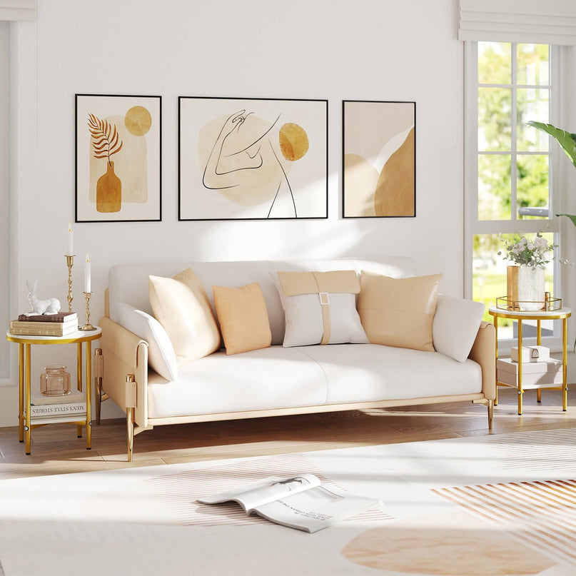 Giantex 2 Tier Faux Marble Bedside Night Stand w/Metal Frame & Open Storage Shelf