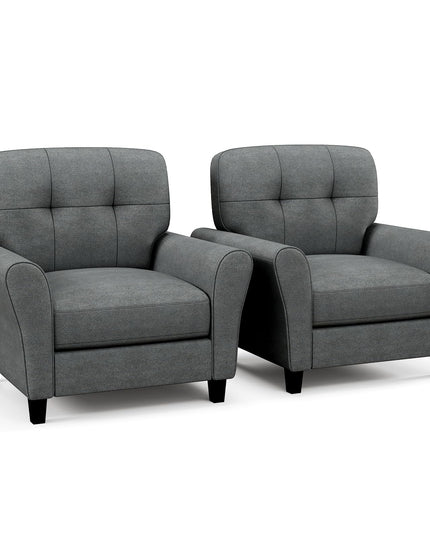 Giantex Modern Mid-Century Accent Chair - Linen Living Room Chair with Tufted Back, Grey