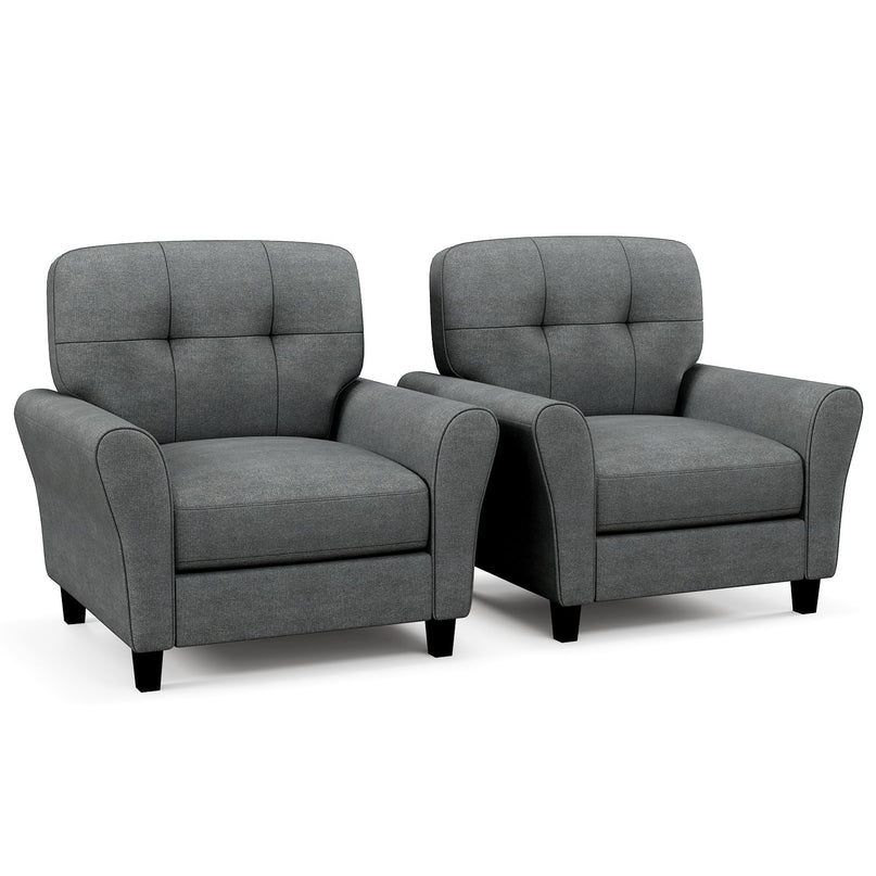 Giantex Modern Mid-Century Accent Chair - Linen Living Room Chair with Tufted Back, Grey