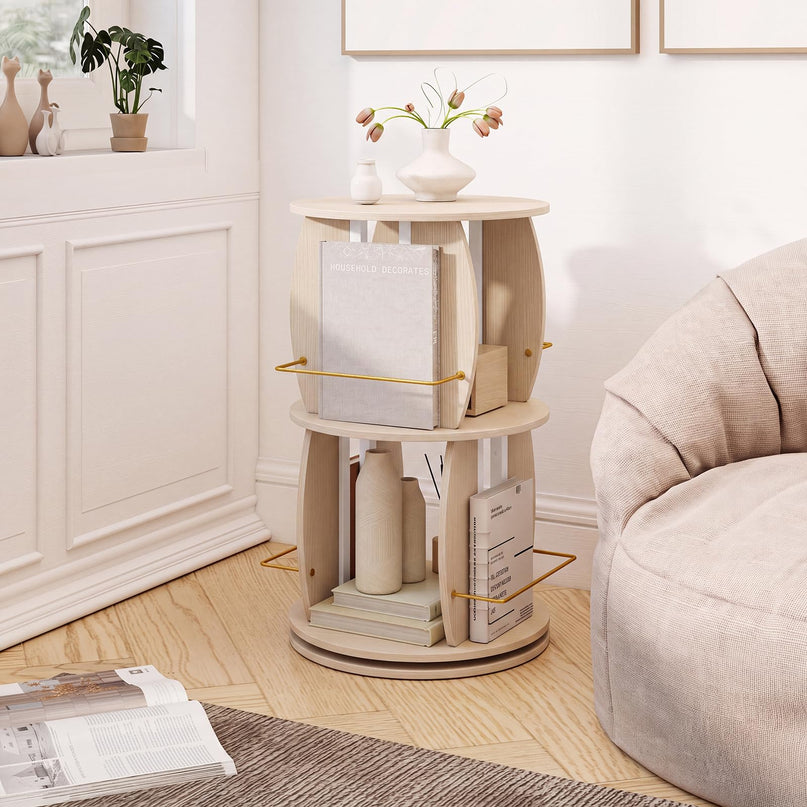 GIANTEX 2/4-Tier 360° Rotating Round Bookshelf Tower